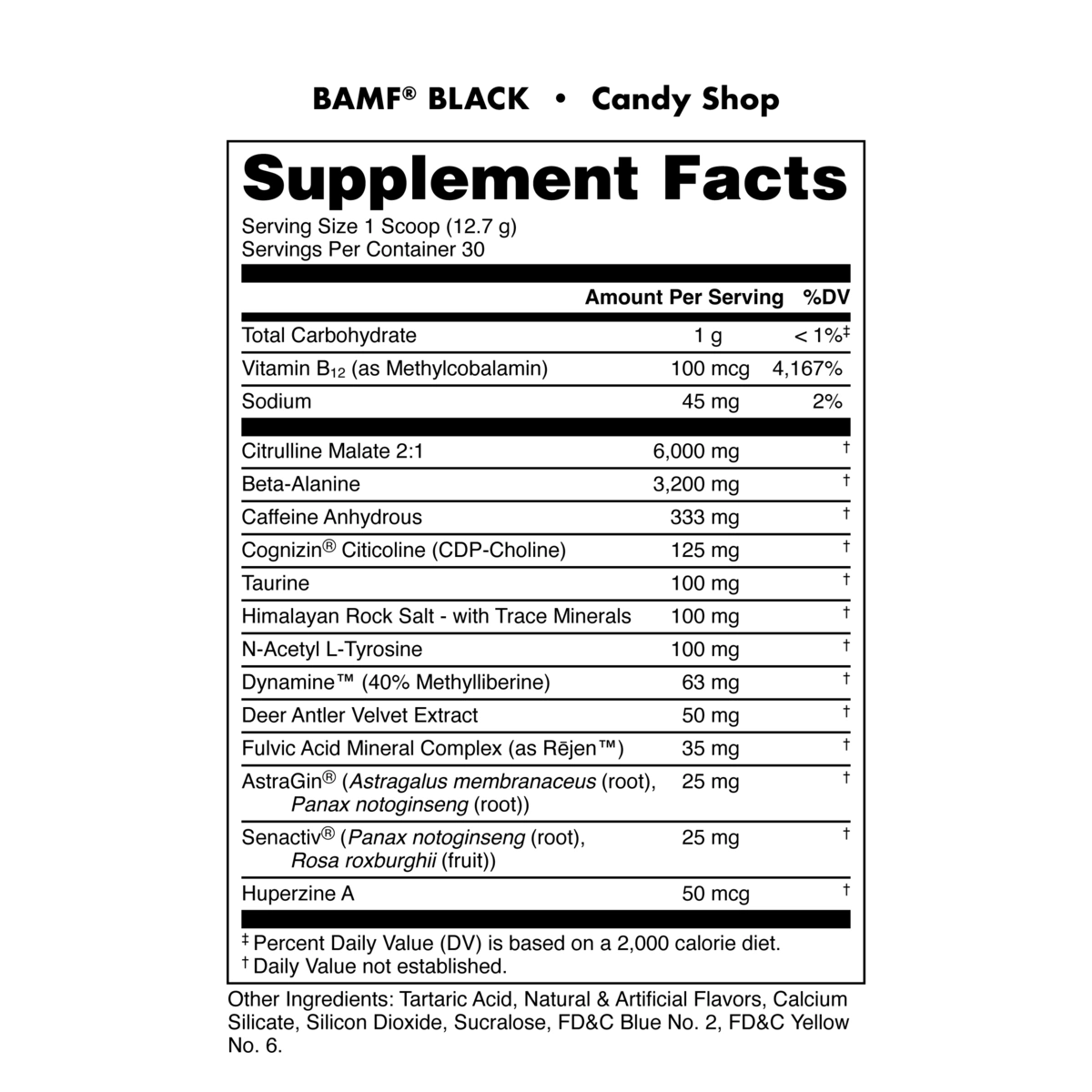 Image of BAMF BLACK - High Stimulant Nootropic Pre-Workout - Flavor - Candy Shop (Sour Gummy)