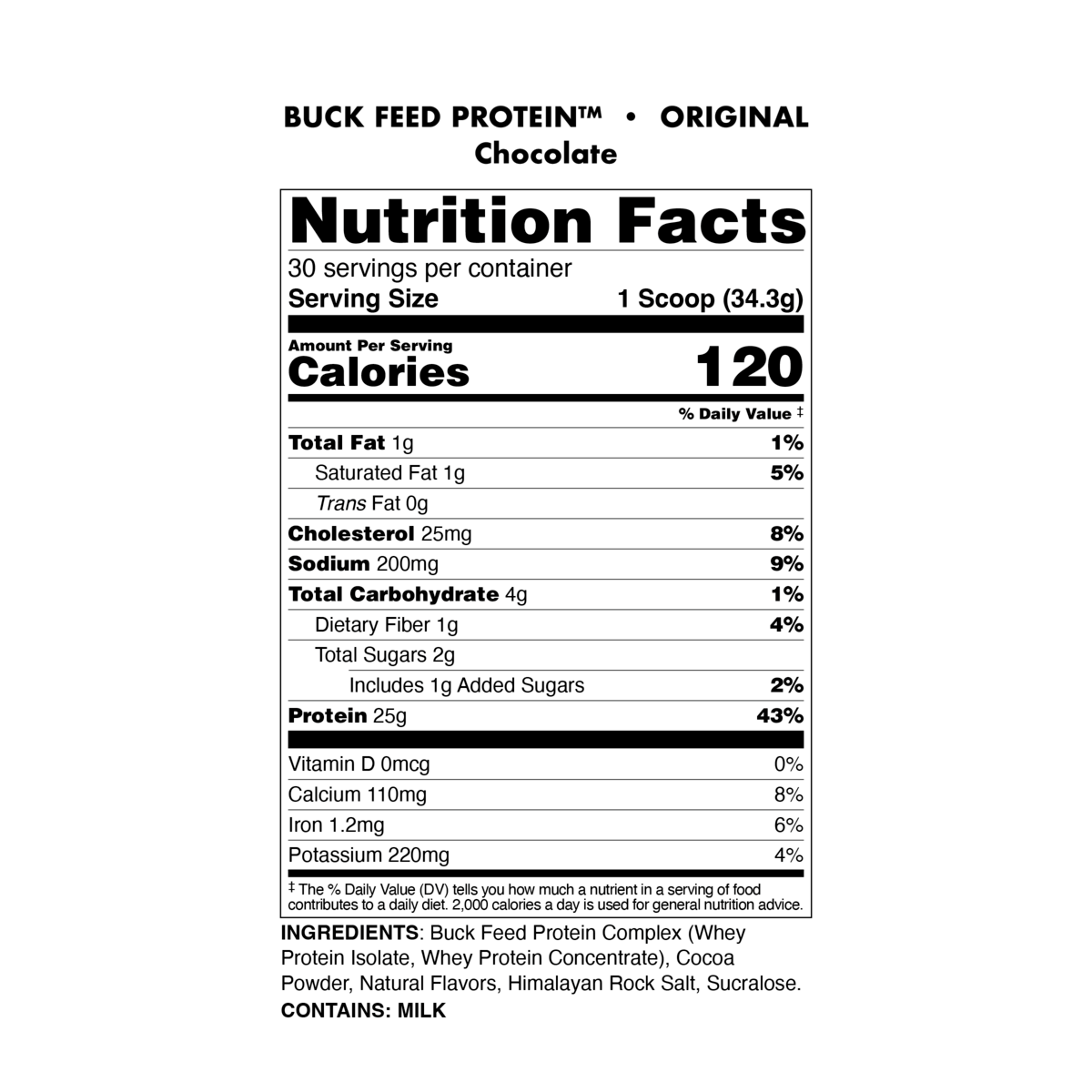 Image of Buck Feed Original Protein - Flavor - Chocolate