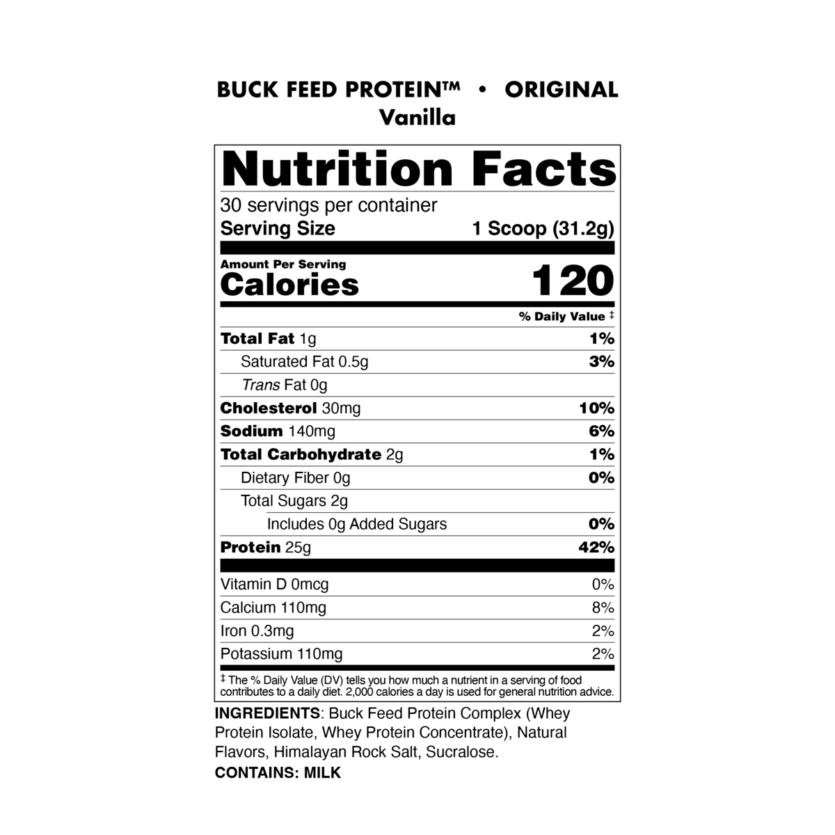 Image of Buck Feed Original Protein - Flavor - Vanilla