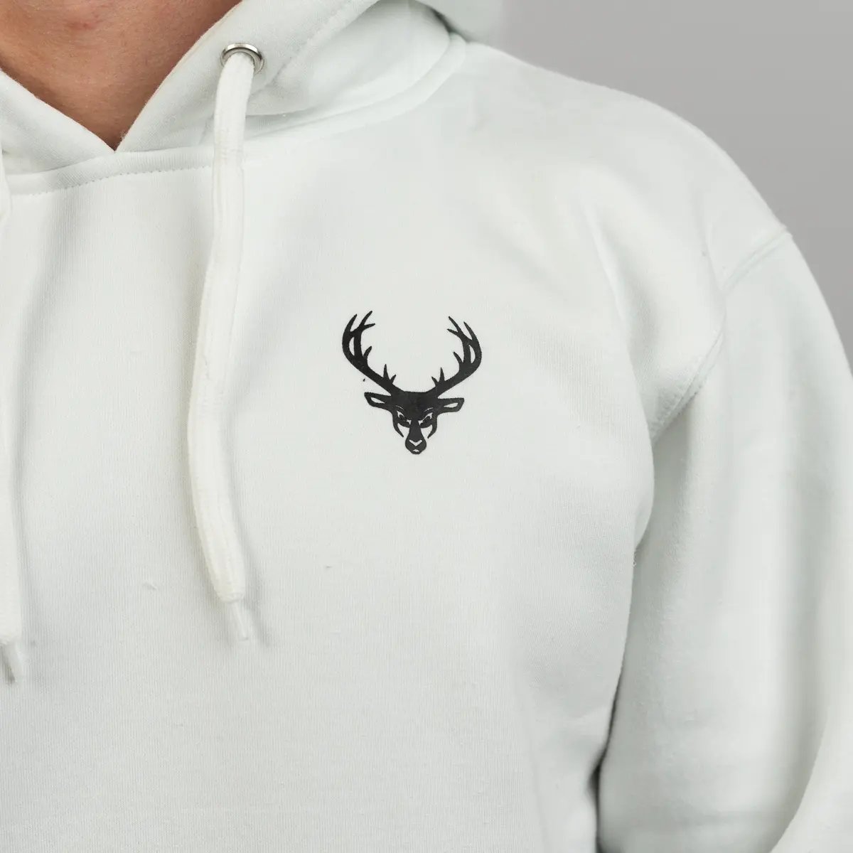 Image of Curved Hem Hoodie - Color - White / Black Logo