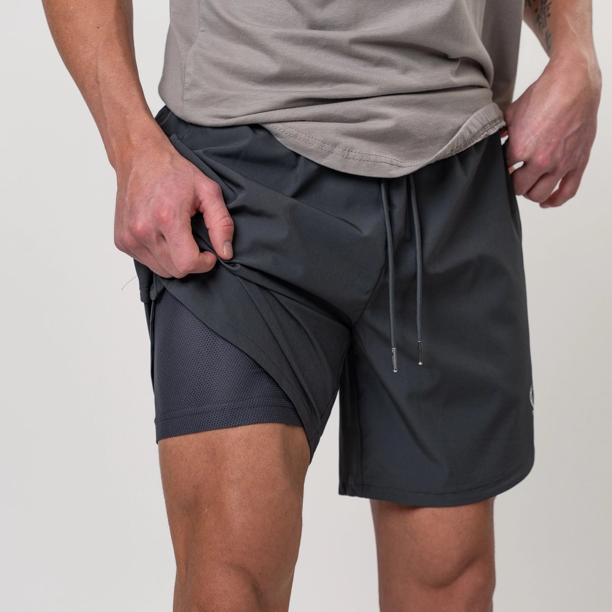 Image of Liner Shorts - Color - Dark Gray / Silver Logo