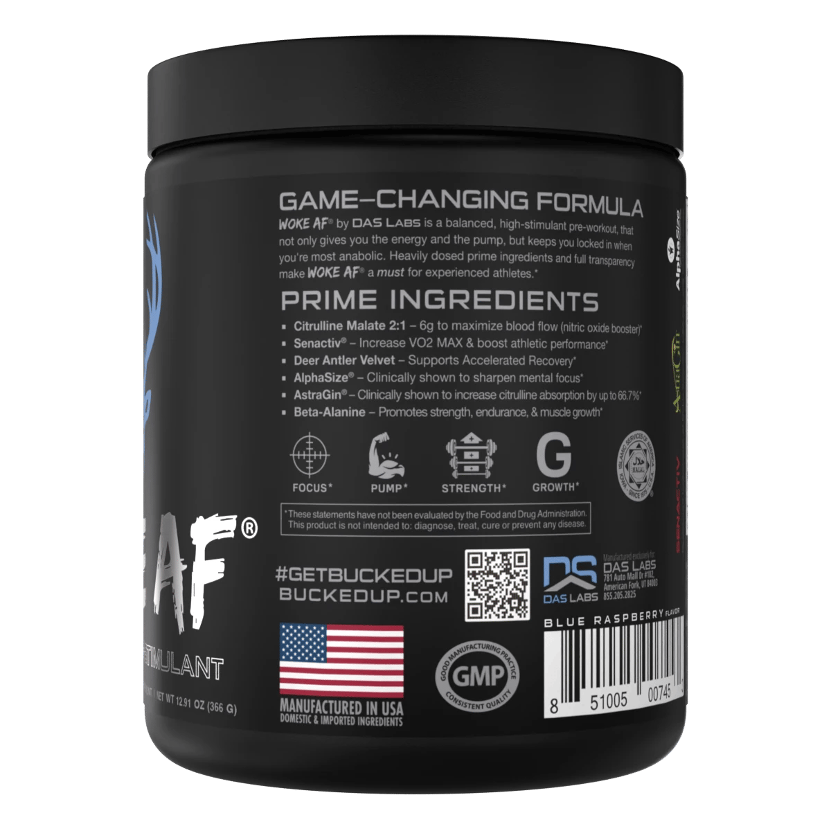 Image of Woke AF - High Stimulant Pre-Workout - Flavor - Blue Raz (Blue Raspberry)