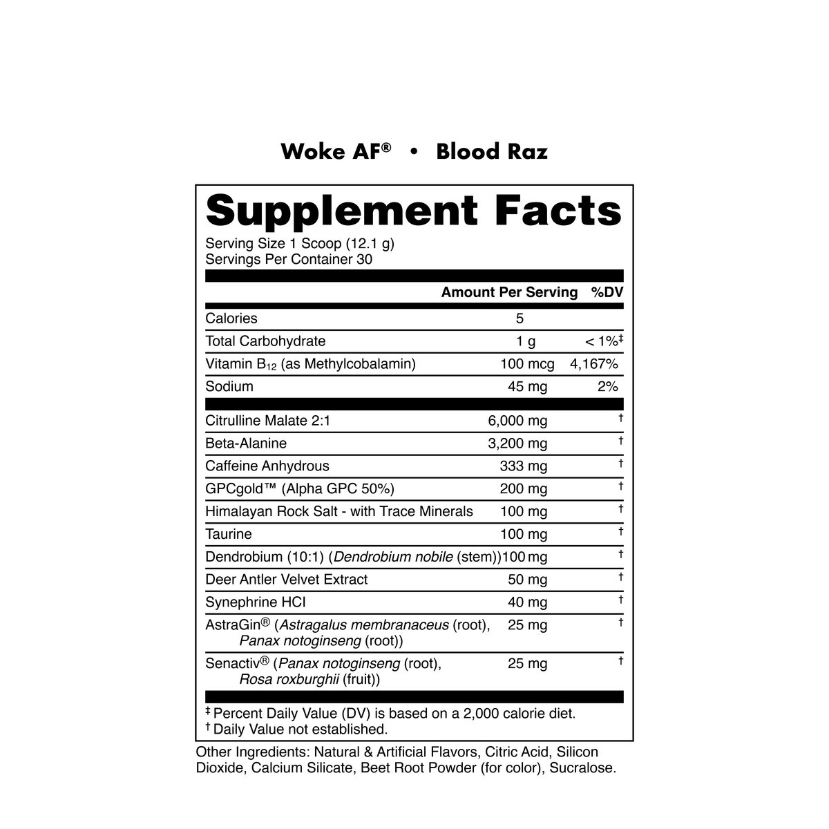 Image of Woke AF - High Stimulant Pre-Workout - Flavor - Blood Raz (Red Raspberry)