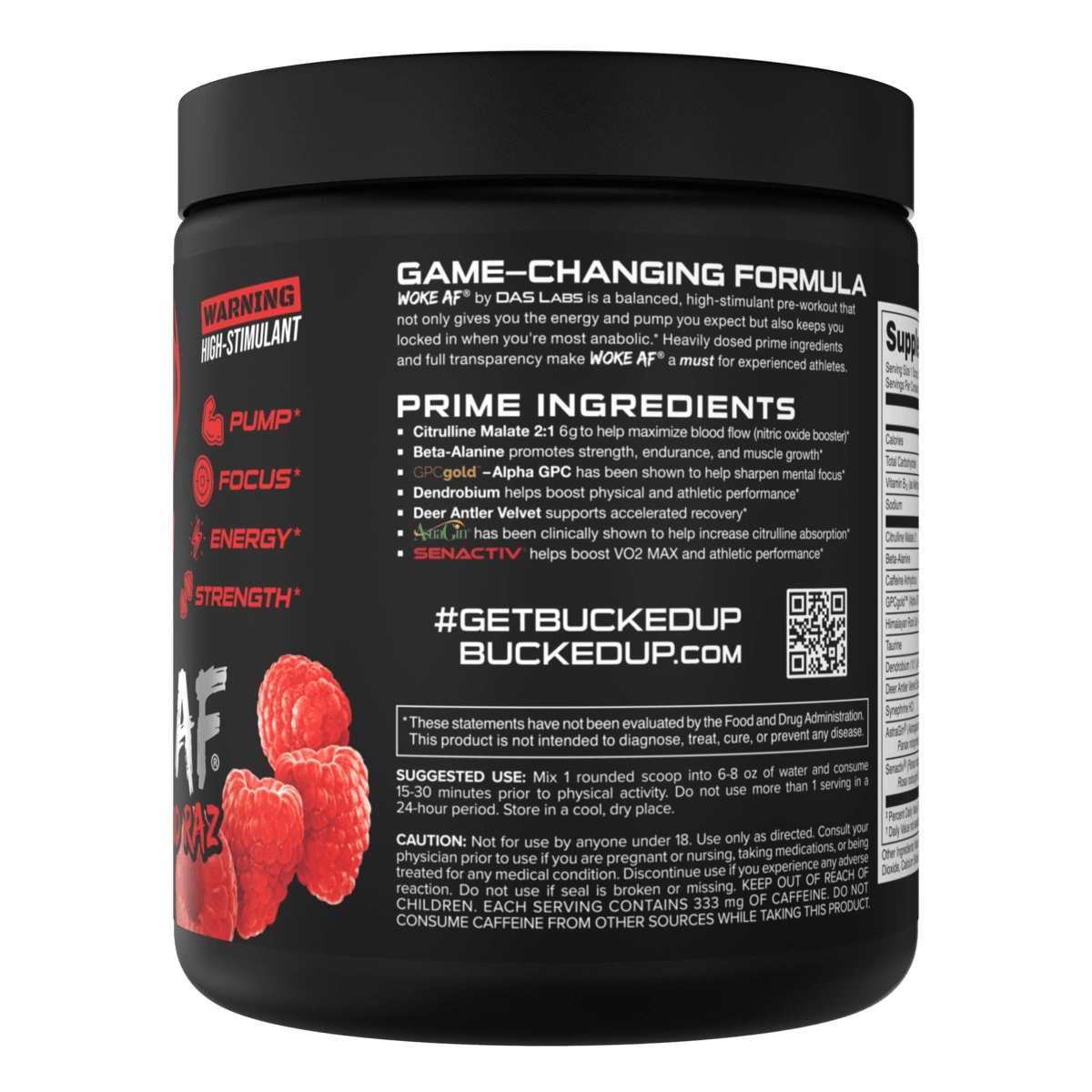 Image of Woke AF - High Stimulant Pre-Workout - Flavor - Blood Raz (Red Raspberry)