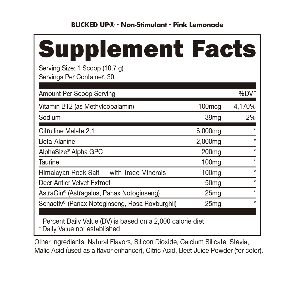 Image of Bucked Up - Non-Stimulant Pre-Workout - Flavor - Pink Lemonade