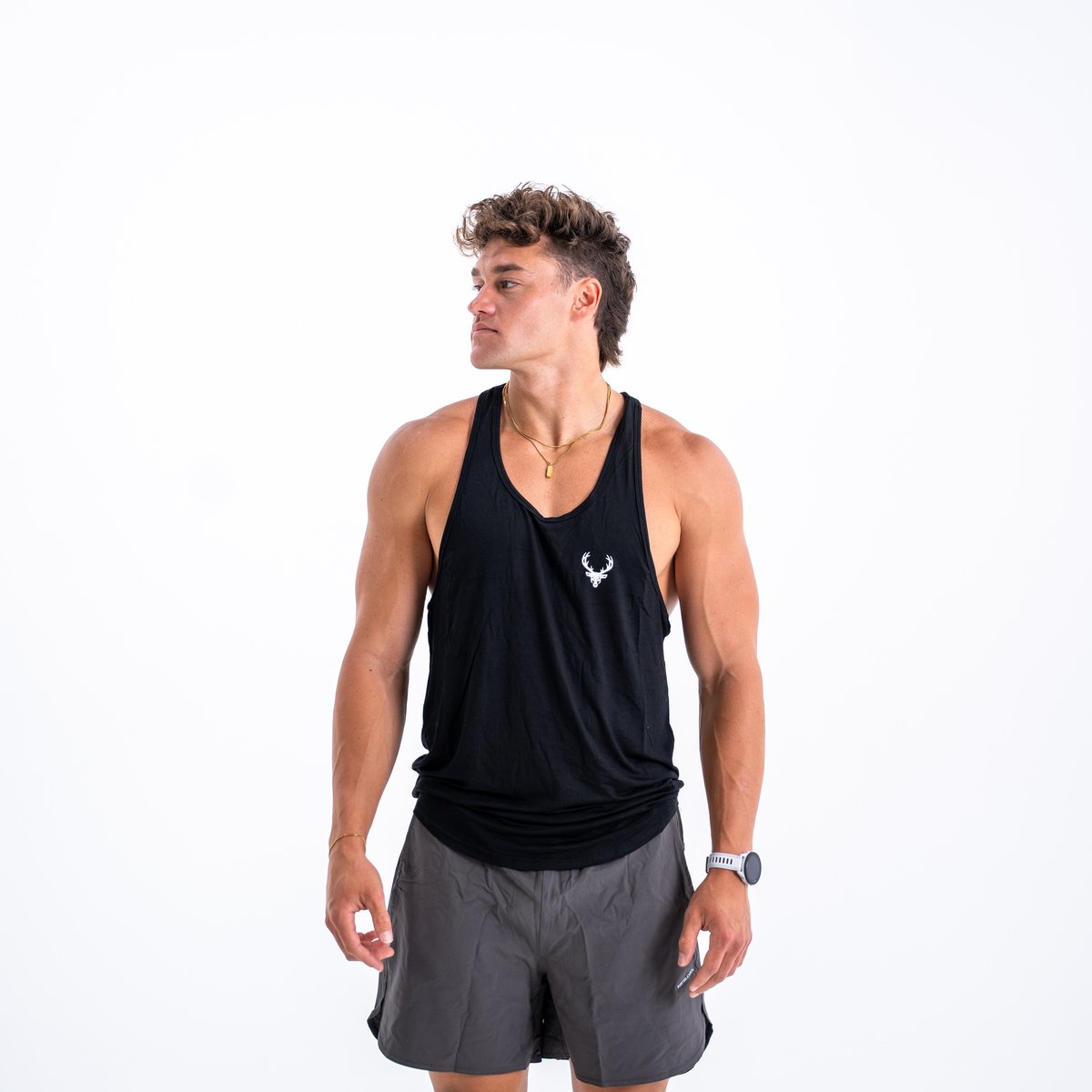 Y-Back Stringer Tank - Color - Black | White Logo