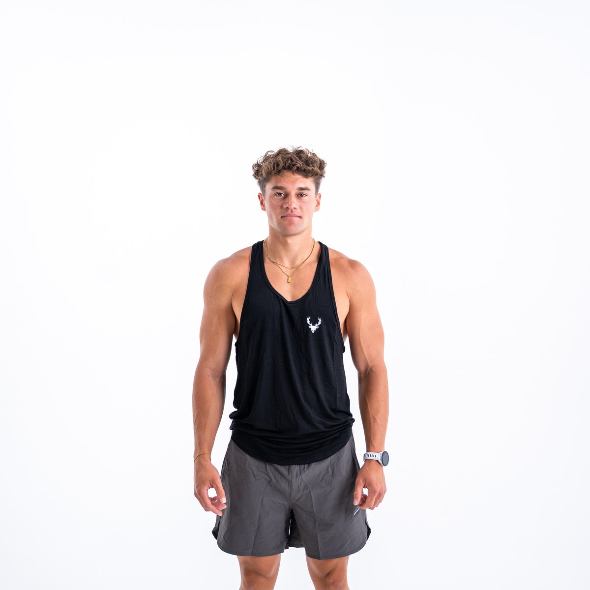 Image of Y-Back Stringer Tank - Color - Black | White Logo - 4 / 5