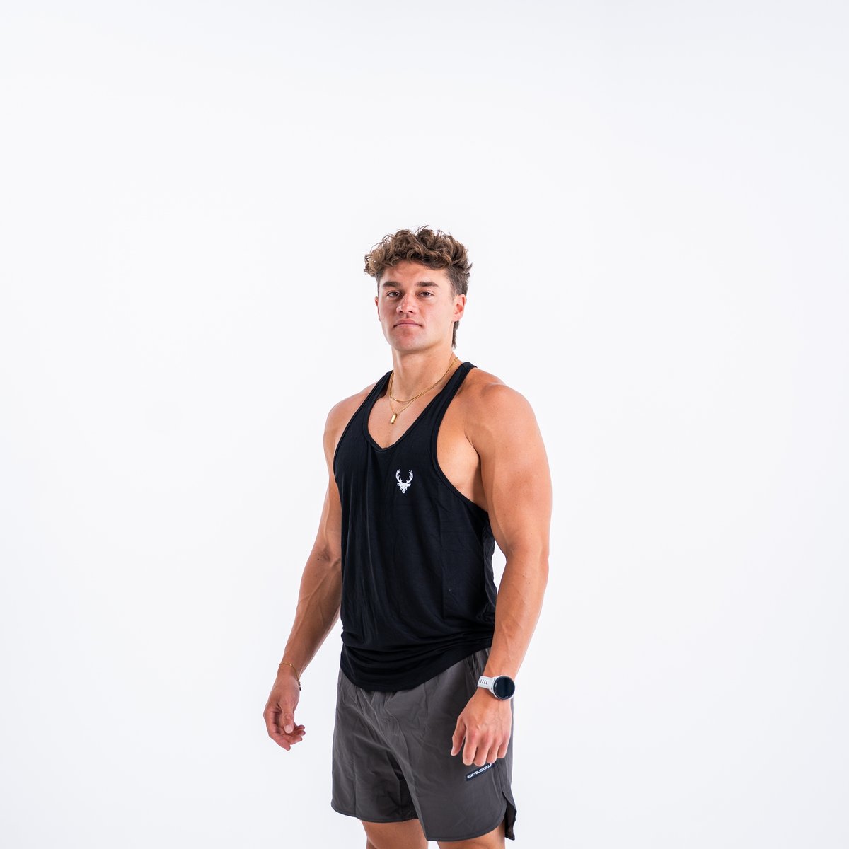 Image of Y-Back Stringer Tank - Color - Black | White Logo - 2 / 5