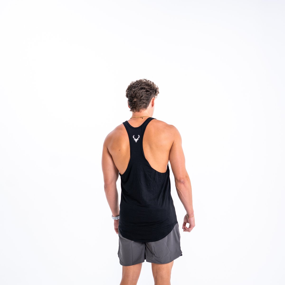Image of Y-Back Stringer Tank - Color - Black | White Logo - 3 / 5