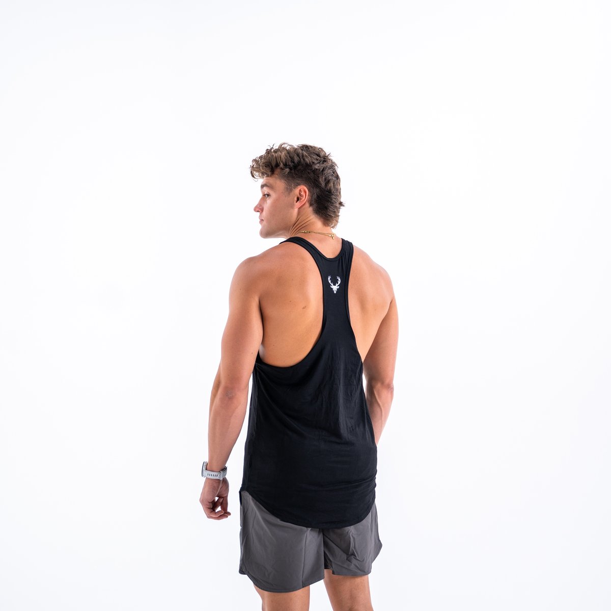 Image of Y-Back Stringer Tank - Color - Black | White Logo - 5 / 5