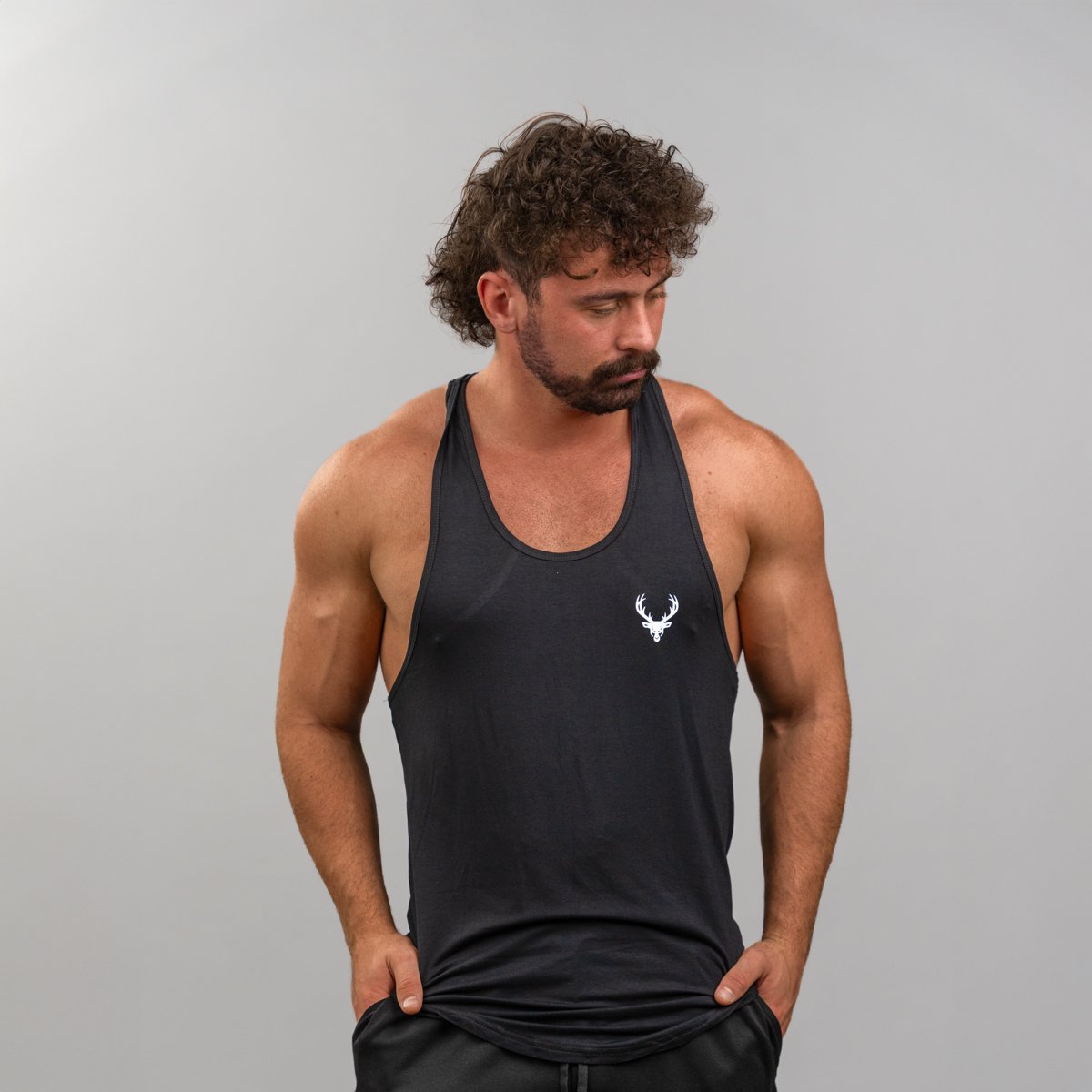 Y-Back Stringer Tank - Color - Black | White Logo