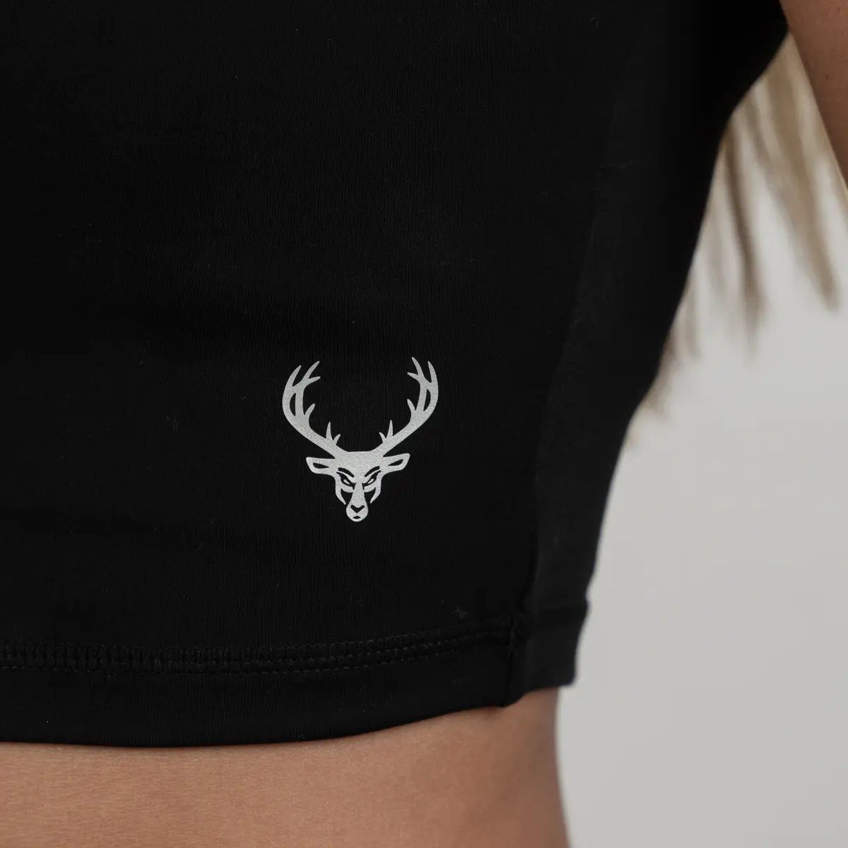 Image of Cropped Fitted Tee - Color - Black / Silver Logo
