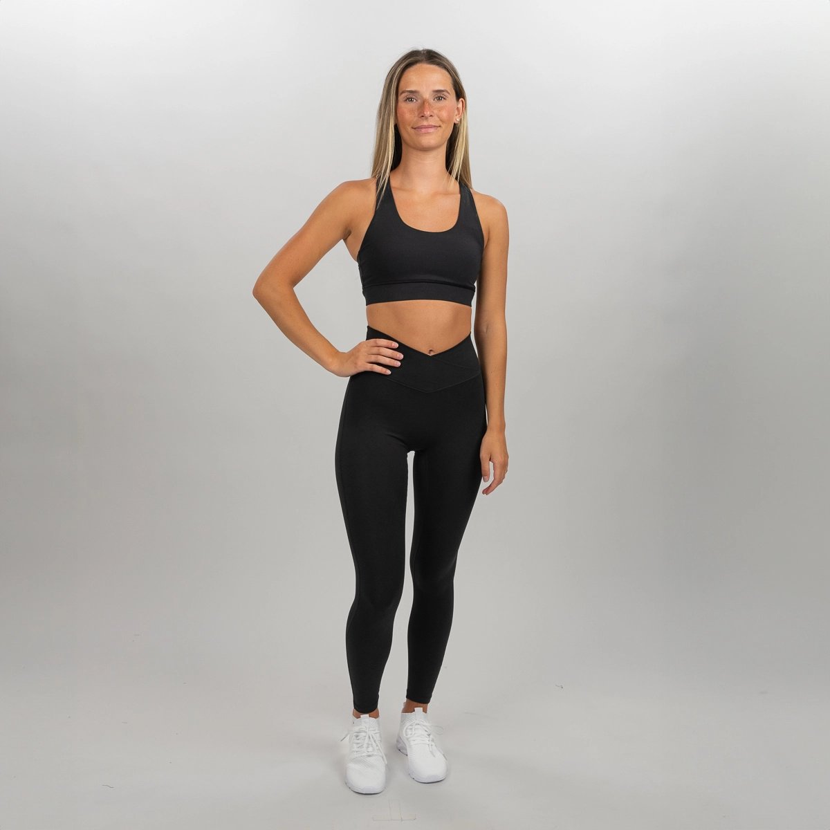 Image of Crossover Leggings - Color - Black / Silver Logo