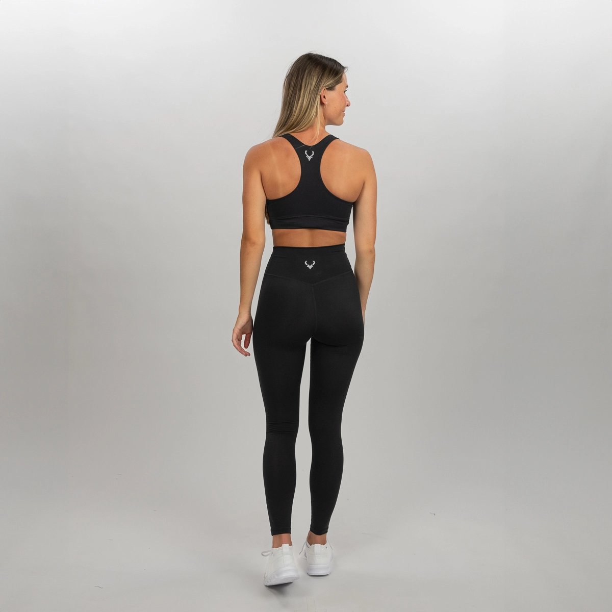 Image of Crossover Leggings - Color - Black / Silver Logo