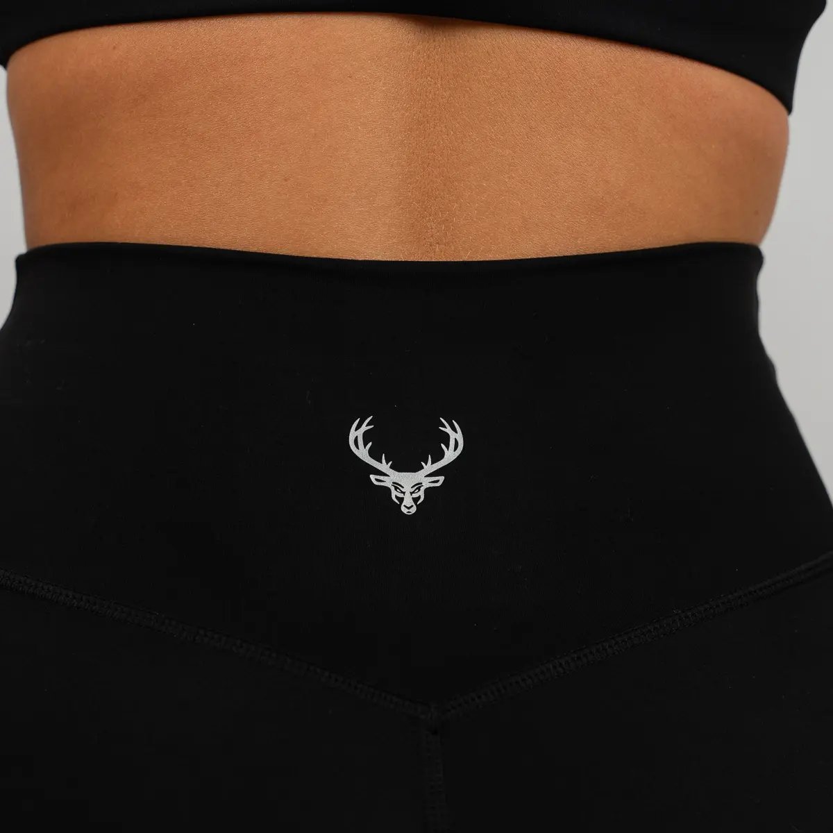 Image of Crossover Leggings - Color - Black / Silver Logo