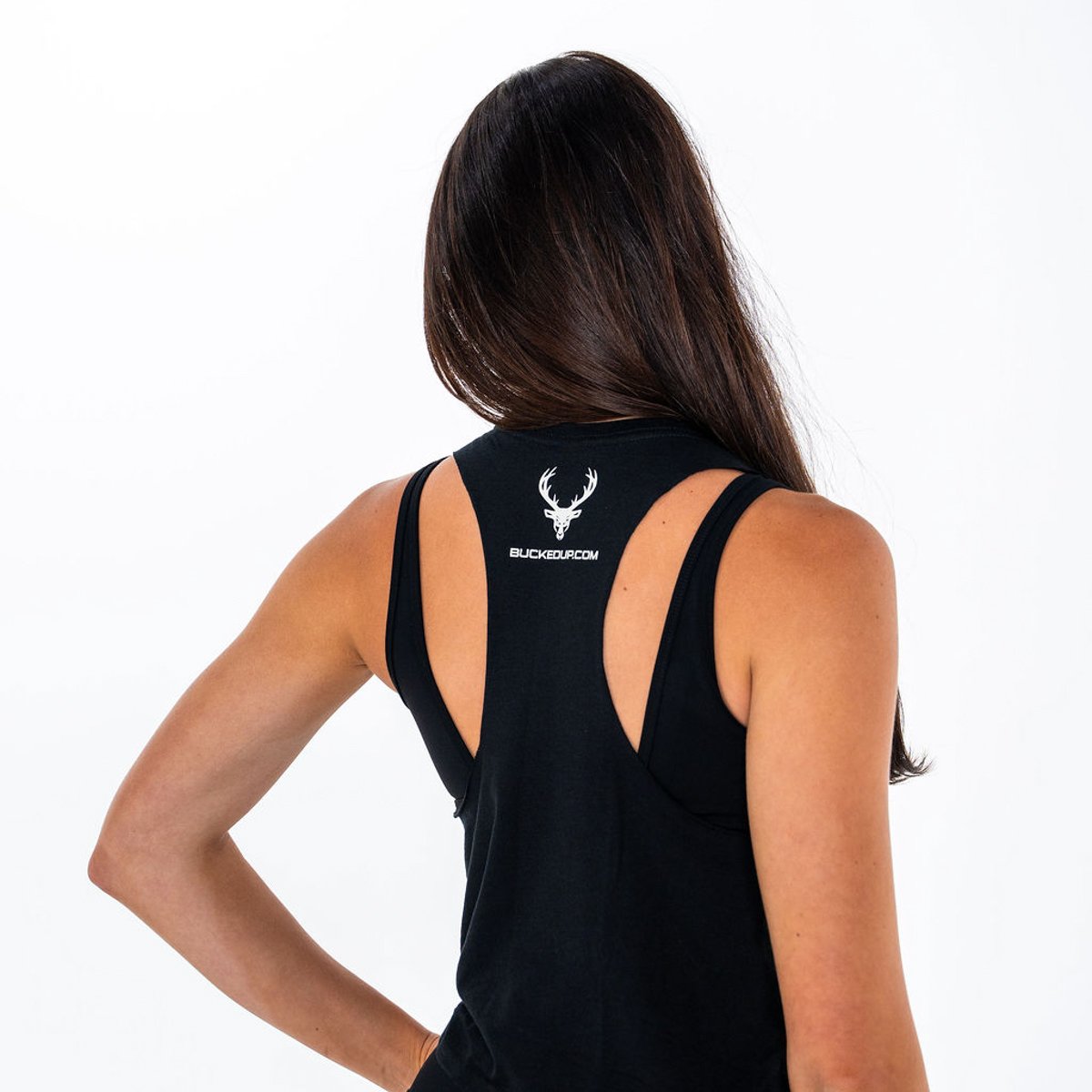 Image of Cropped Muscle Tank - Color - Black / White Logo