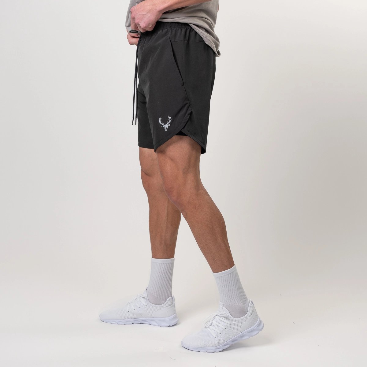Image of Liner Shorts - Color - Black / Silver Logo - 3 / 4