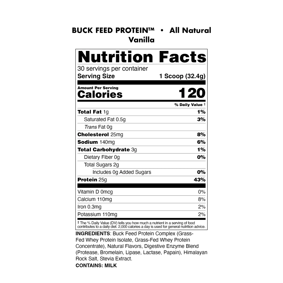 Image of Buck Feed All-Natural Protein - Flavor - Vanilla