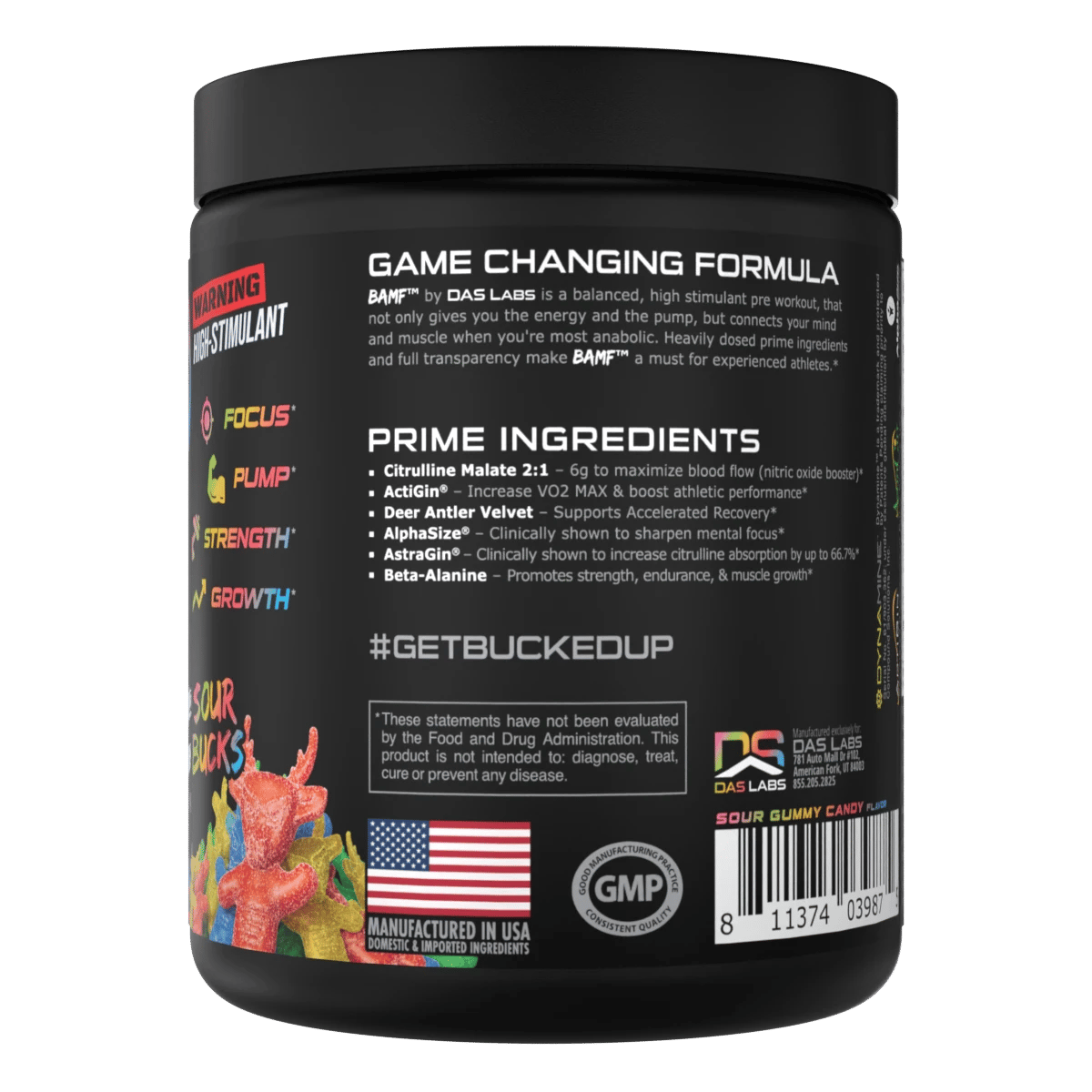 Image of BAMF - High Stimulant Nootropic Pre-Workout - Flavor - Sour Bucks (Sour Gummy Candy) - 2 / 5