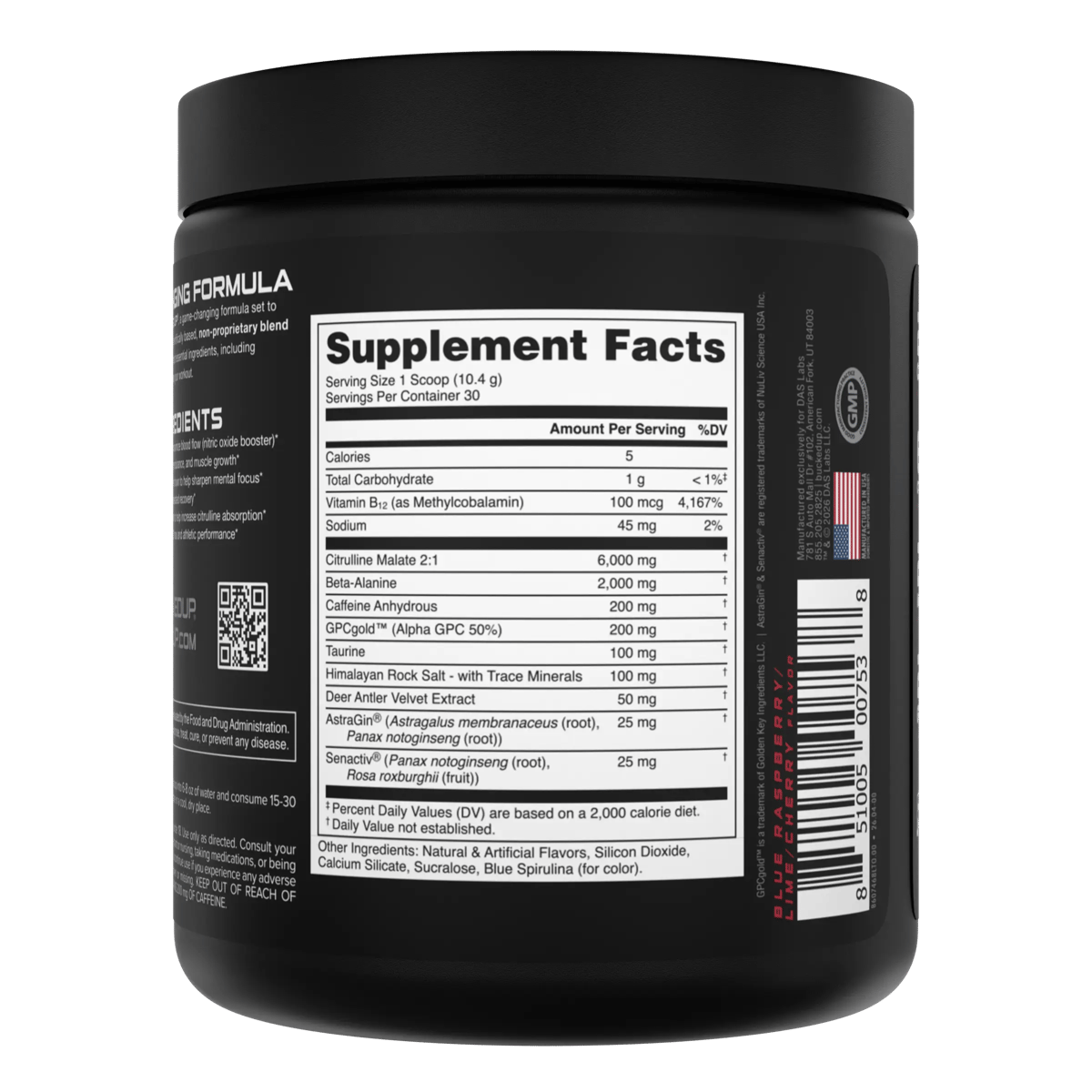 Image of Bucked Up Pre-Workout - Flavor - Rocket Pop (Blue Raspberry/Lime/Cherry) - 4 / 5