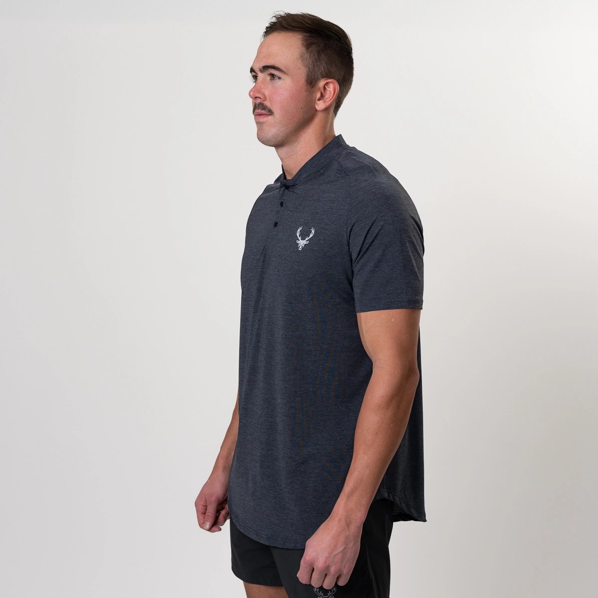 Image of Lined Golf Mock Polo - Color - Black / Silver Logo
