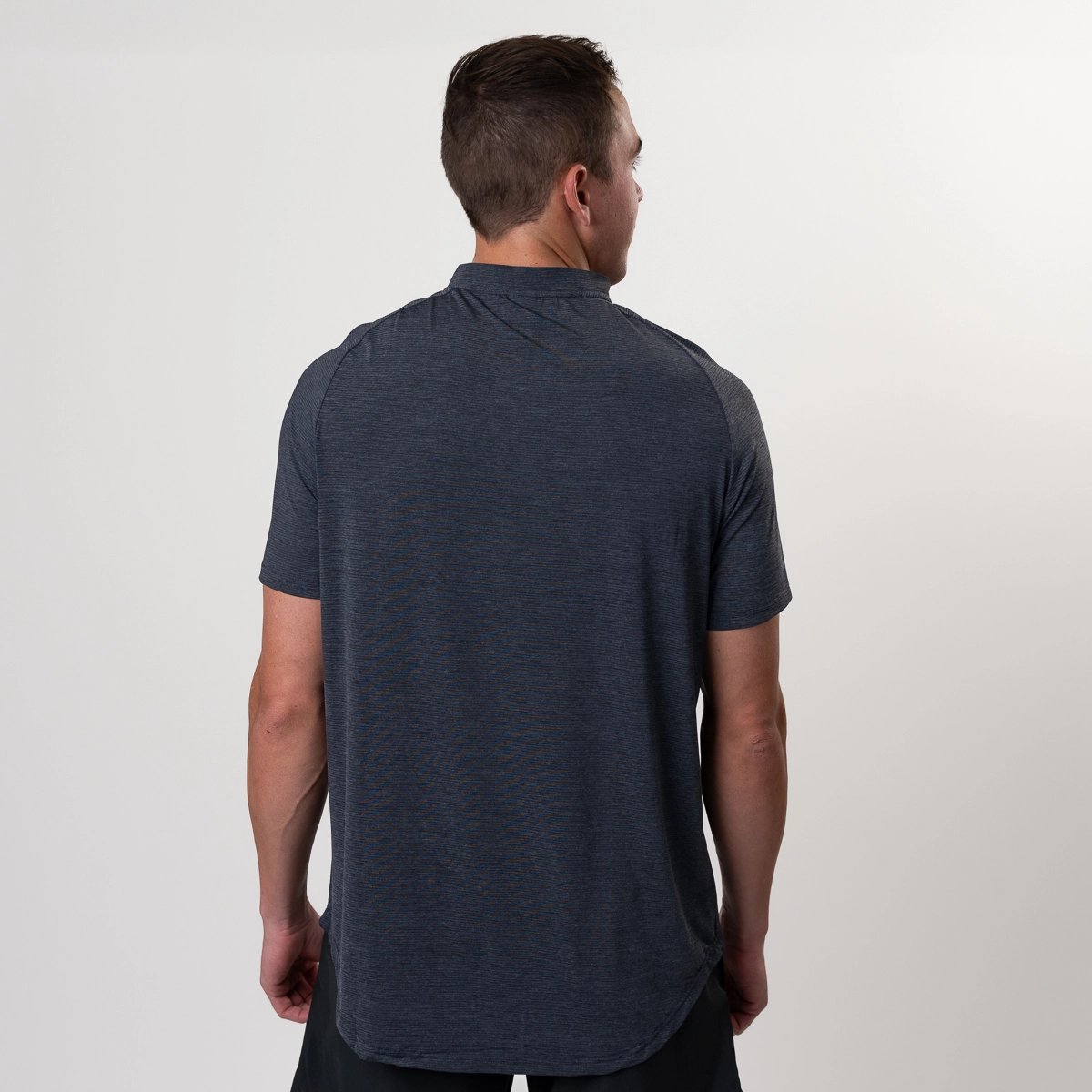 Image of Lined Golf Mock Polo - Color - Black / Silver Logo