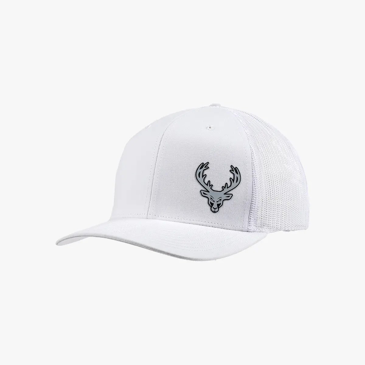 Image of Richardson Trucker Hat – White Body, White Mesh - Color - White/White Mesh with Gray/Black Logo - 6 / 10