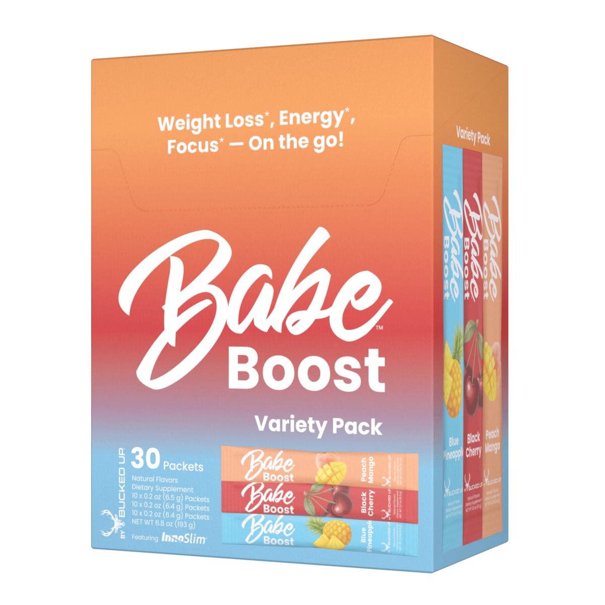 Image of Babe Boost - 30 Count - Flavor - Variety Pack (10 of each - Black Cherry, Blue Pineapple, and Peach Mango) - 1 / 6