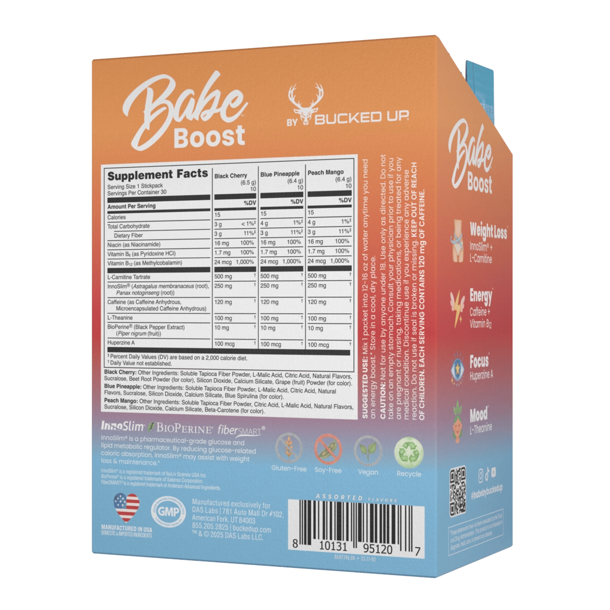 Image of Babe Boost - 30 Count - Flavor - Variety Pack (10 of each - Black Cherry, Blue Pineapple, and Peach Mango) - 5 / 6