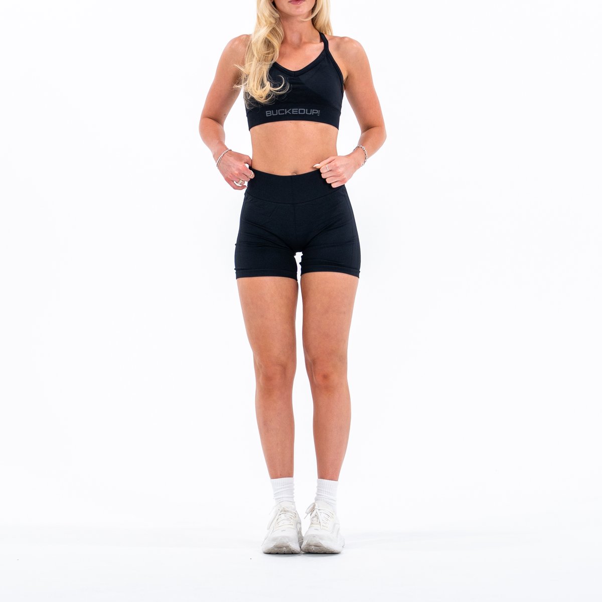 Image of In Motion Seamless Shorts - Color - Black / Gray Logo - 3 / 5