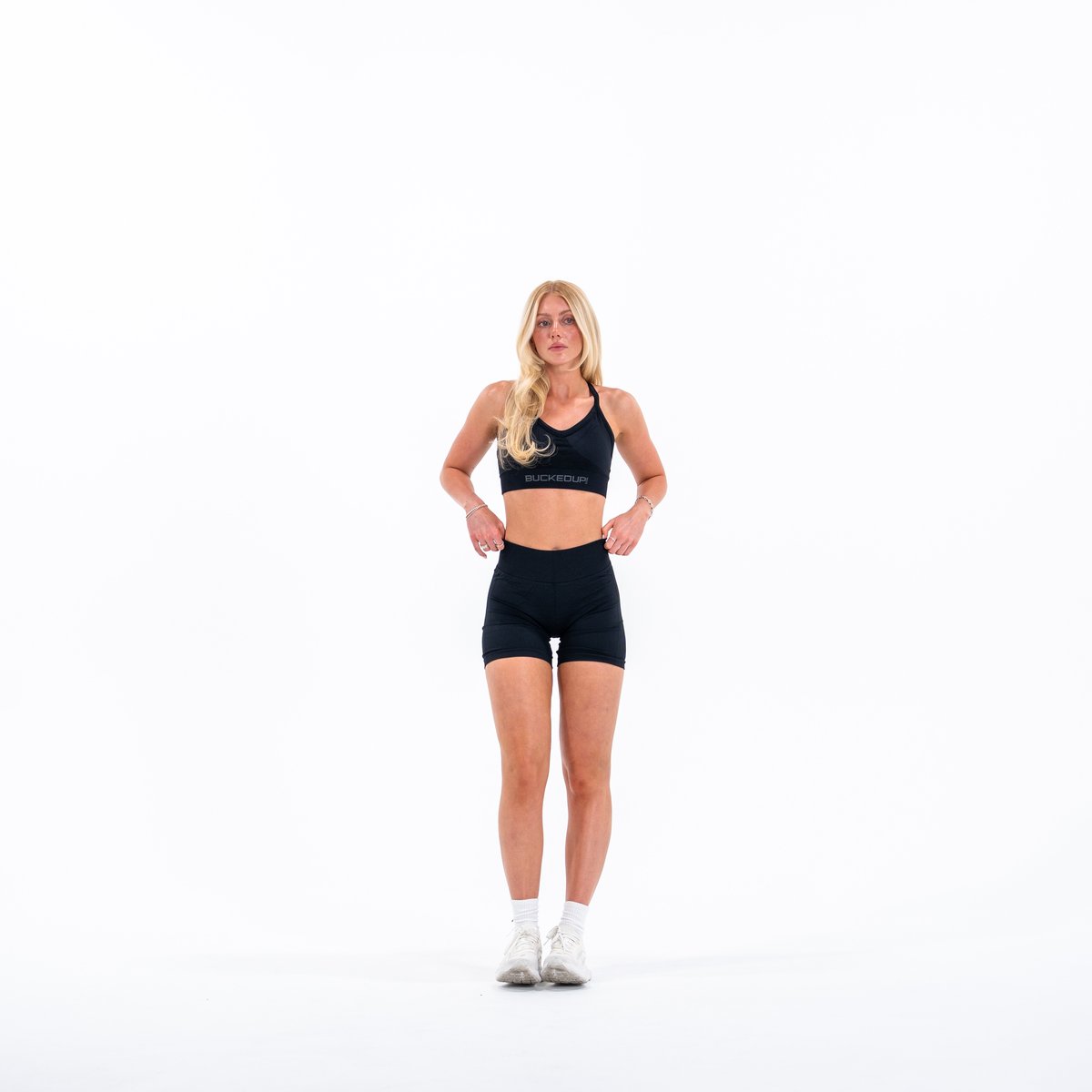 Image of In Motion Seamless Shorts - Color - Black / Gray Logo - 4 / 5