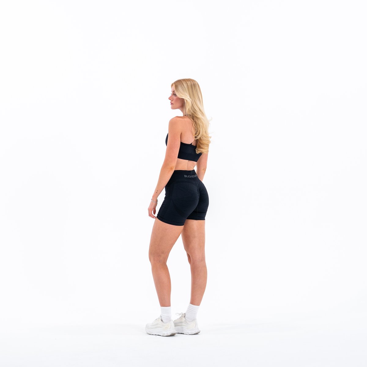 Image of In Motion Seamless Shorts - Color - Black / Gray Logo - 5 / 5
