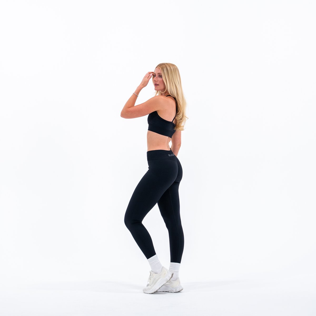 Image of In Motion Seamless Leggings - Color - Black / Gray Logo - 3 / 5