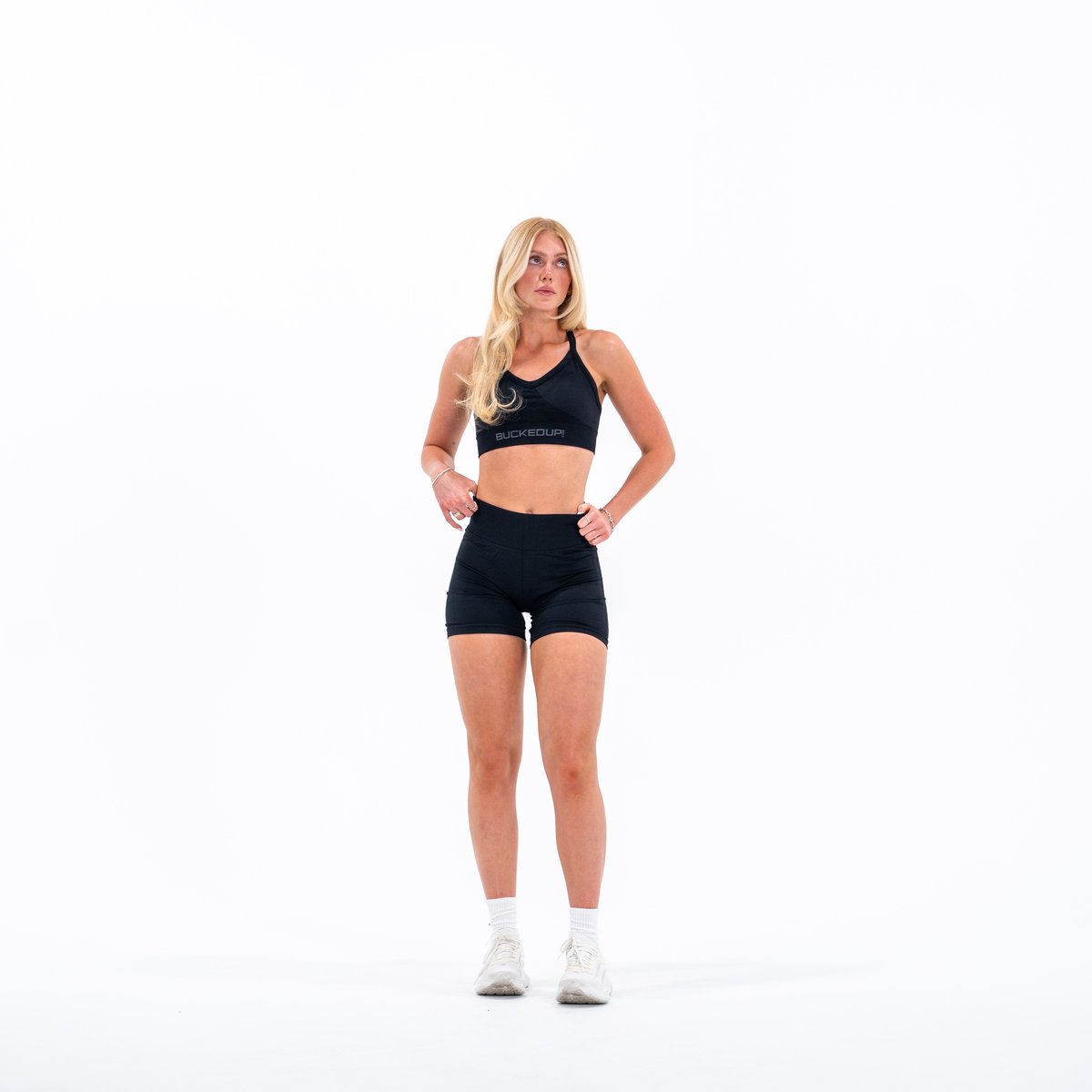 In Motion Seamless Sports Bra - Color - Black / Gray Logo