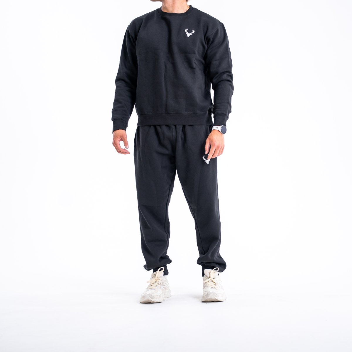 Image of Basic Joggers - Men's - Color - Black - White Logo - 2 / 4