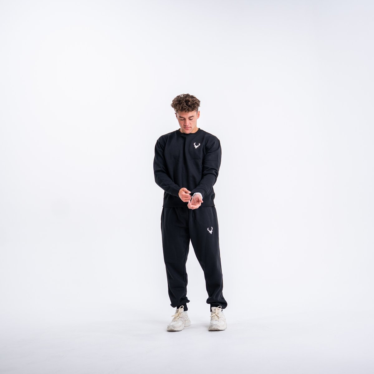 Image of Basic Joggers - Men's - Color - Black - White Logo - 4 / 4