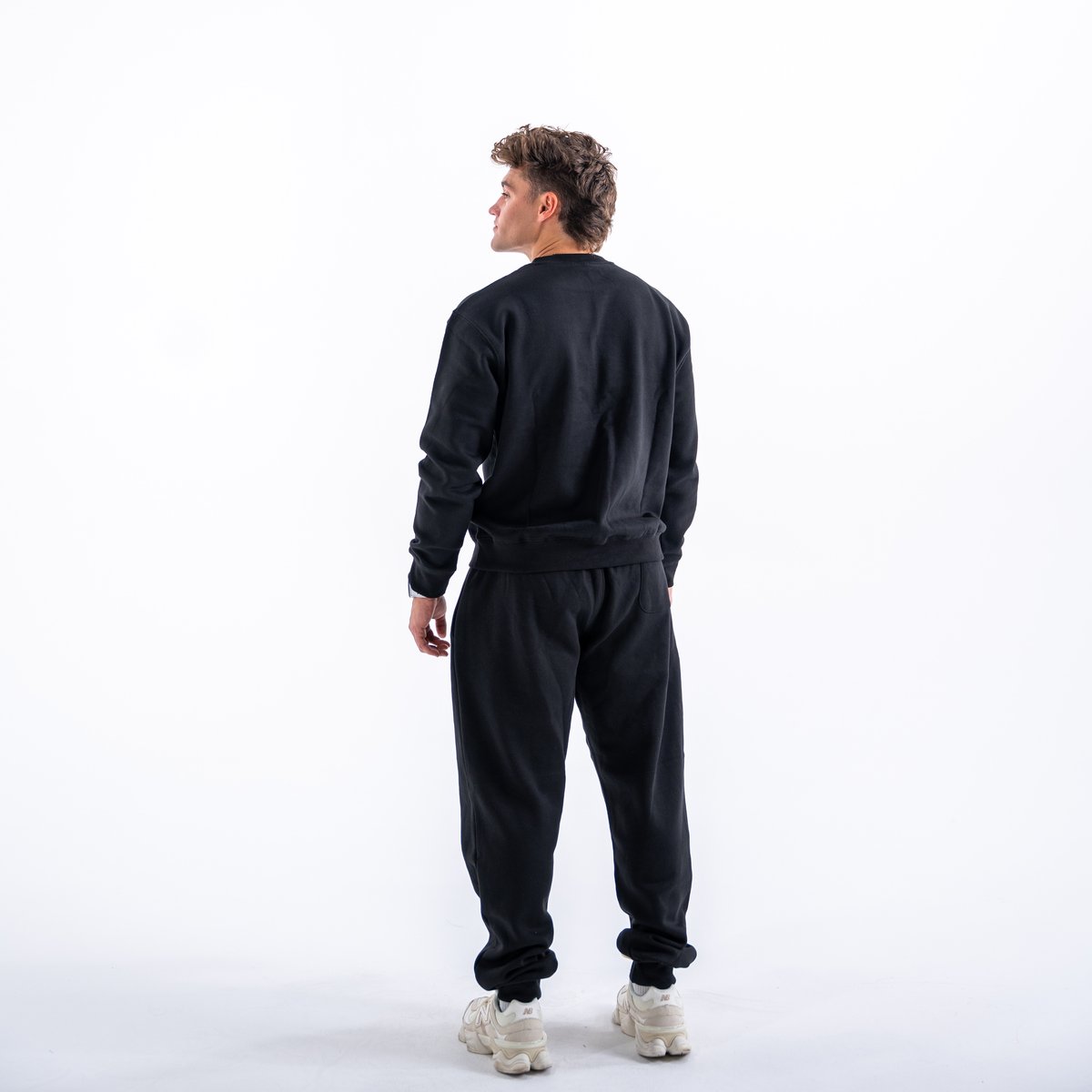 Image of Basic Joggers - Men's - Color - Black - White Logo - 3 / 4