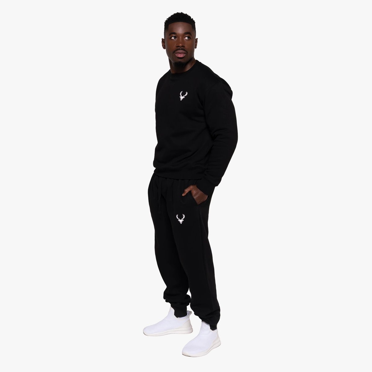 Image of Basic Joggers - Men's - Color - Black - White Logo