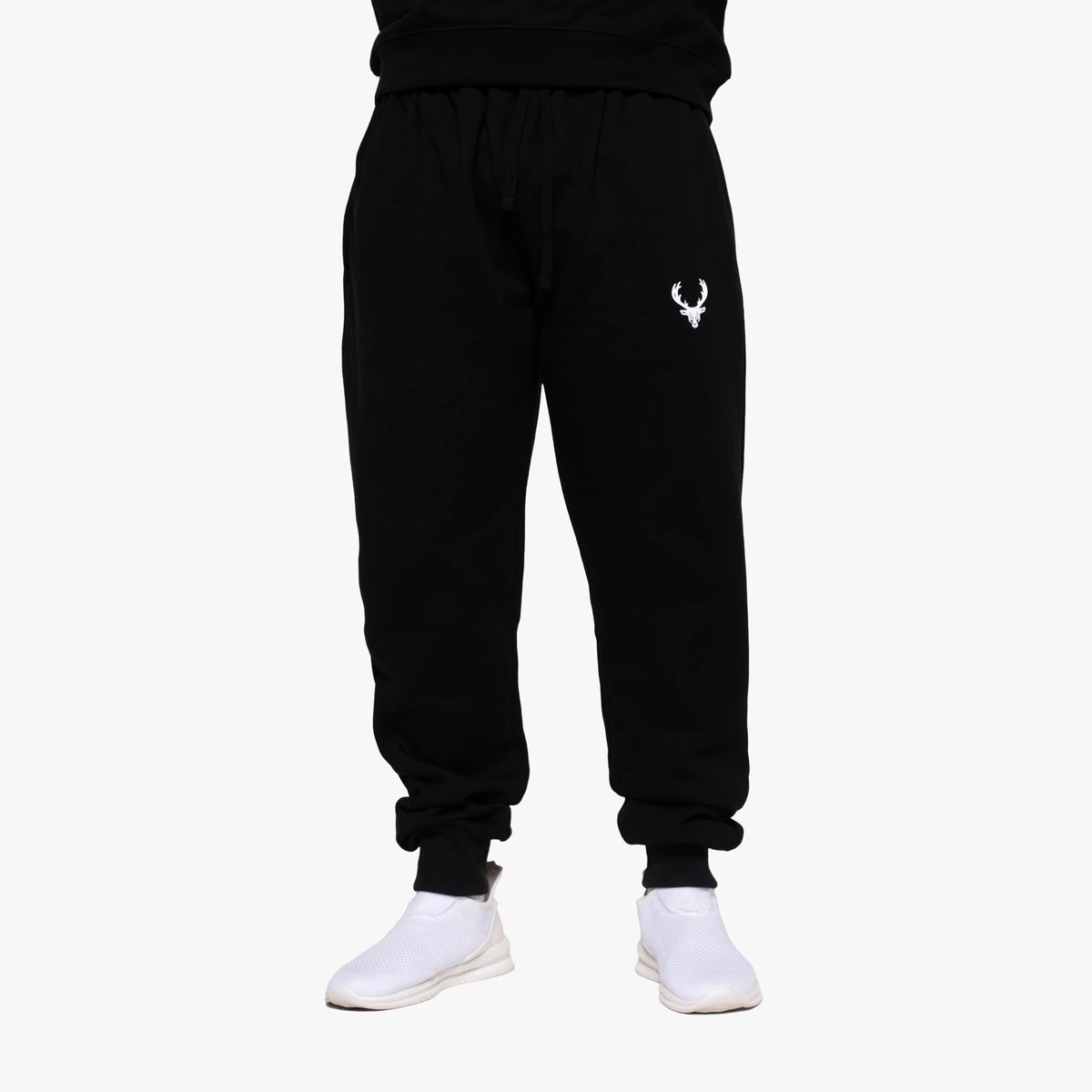 Image of Basic Joggers - Men's - Color - Black - White Logo