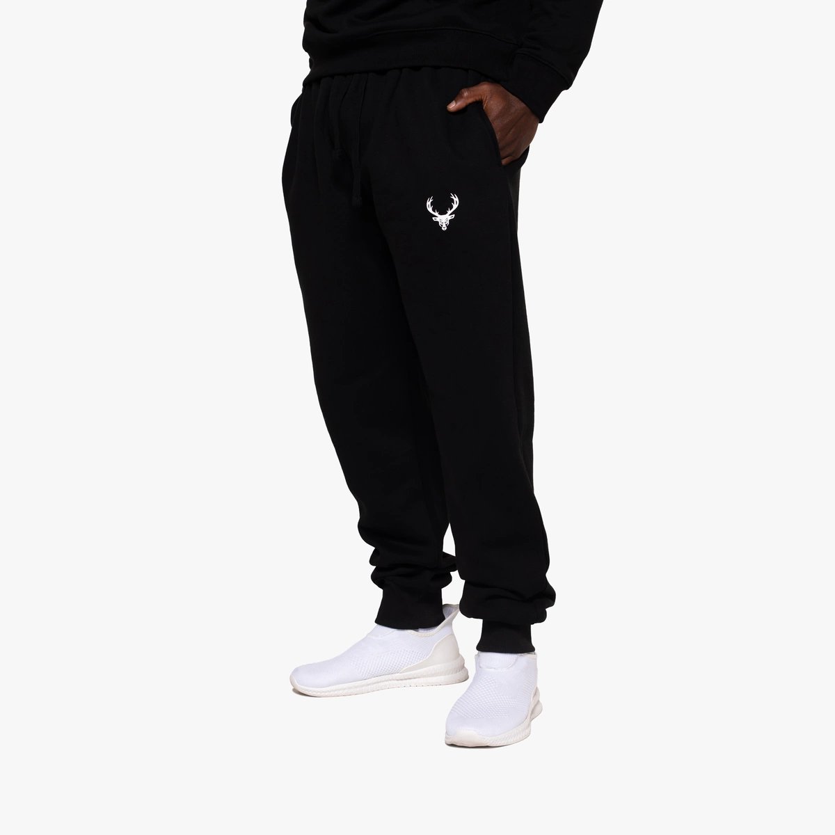 Image of Basic Joggers - Men's - Color - Black - White Logo