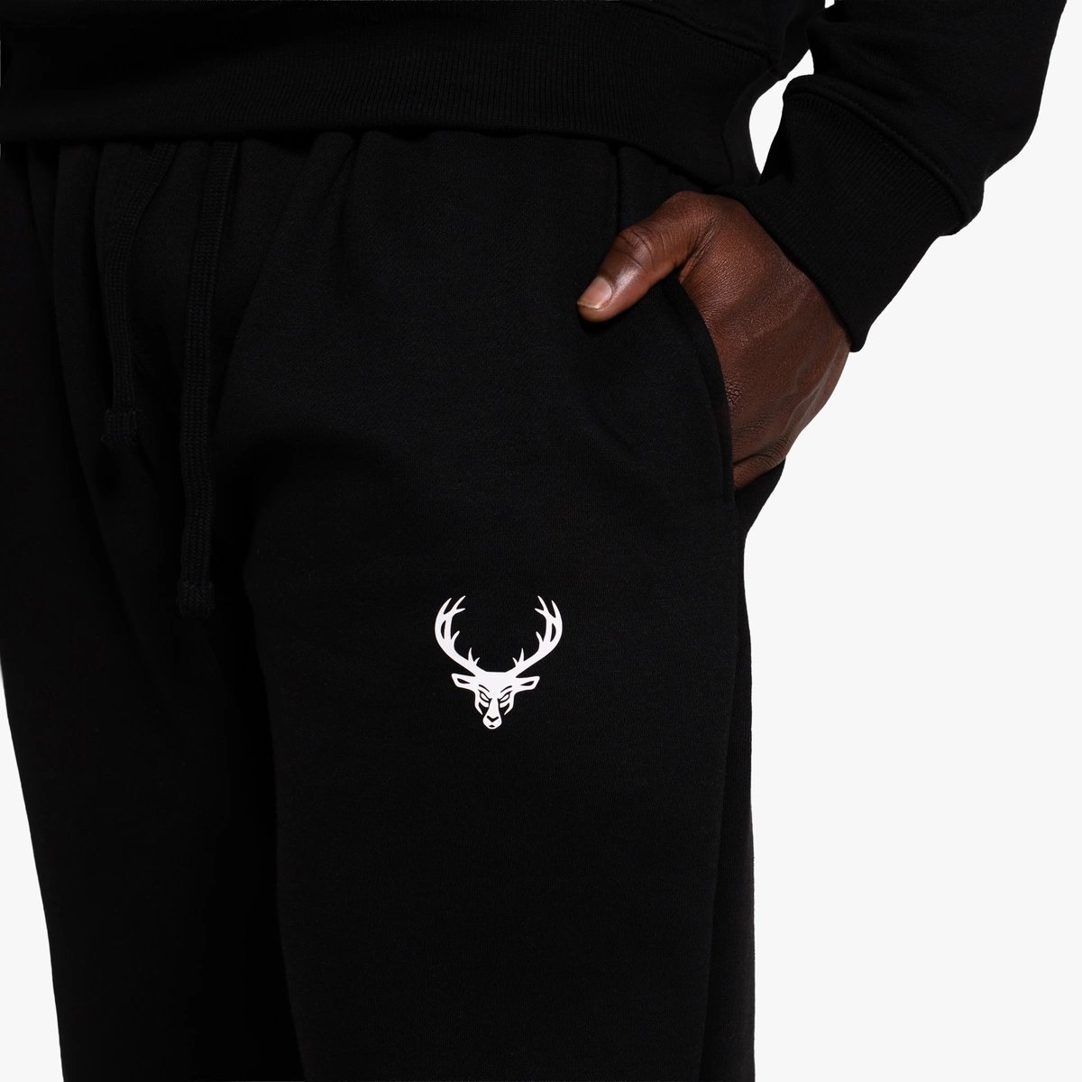 Image of Basic Joggers - Men's - Color - Black - White Logo