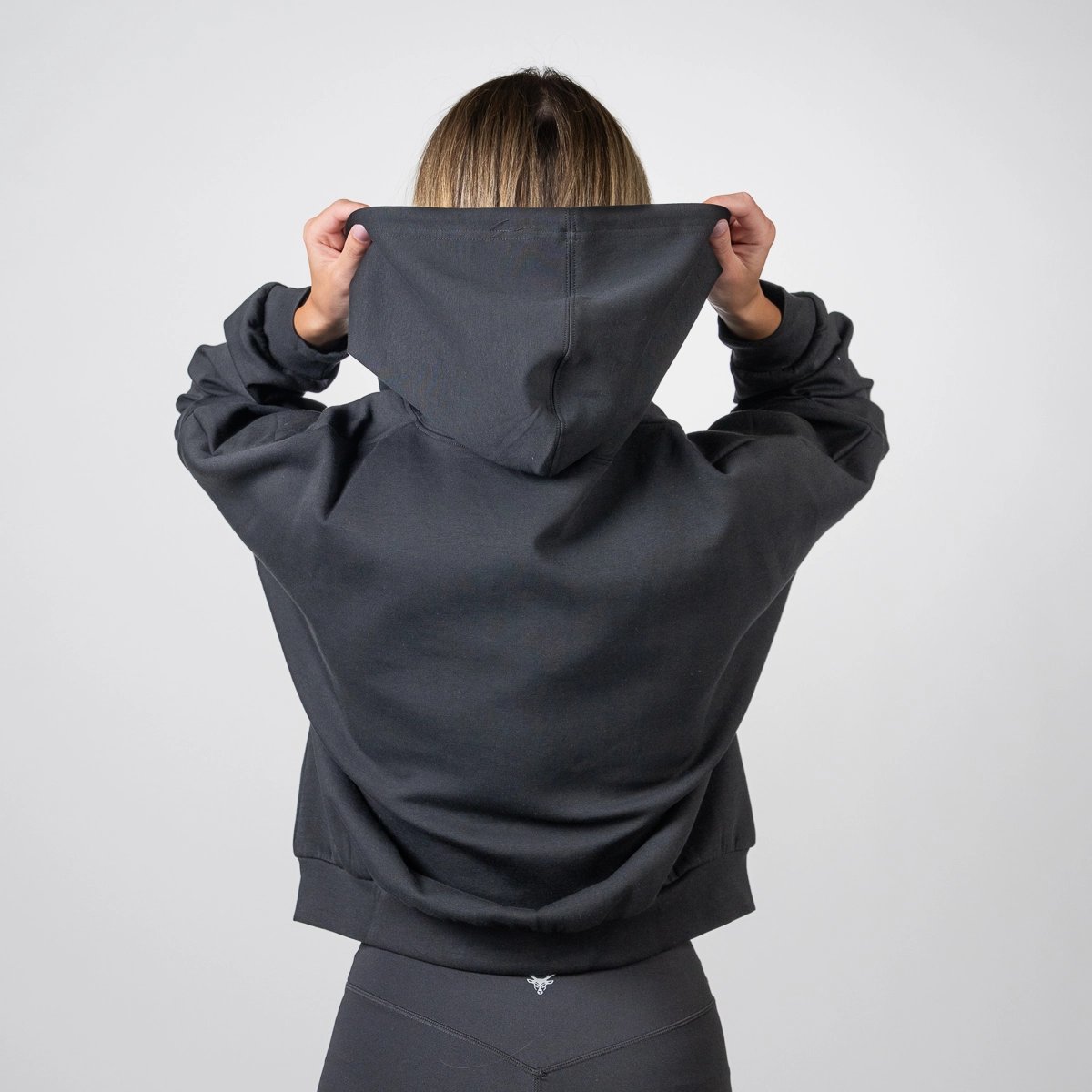 Image of Women's Zip Hoodie - Color - Black - White Logo