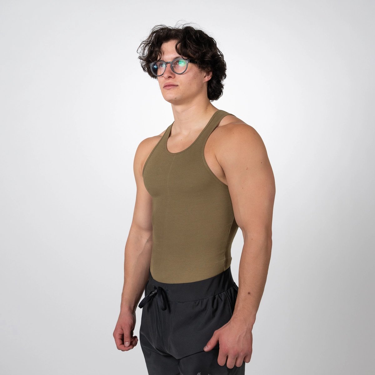 Image of Men's Buck Beater Tank - Color - Military Green - White Logo