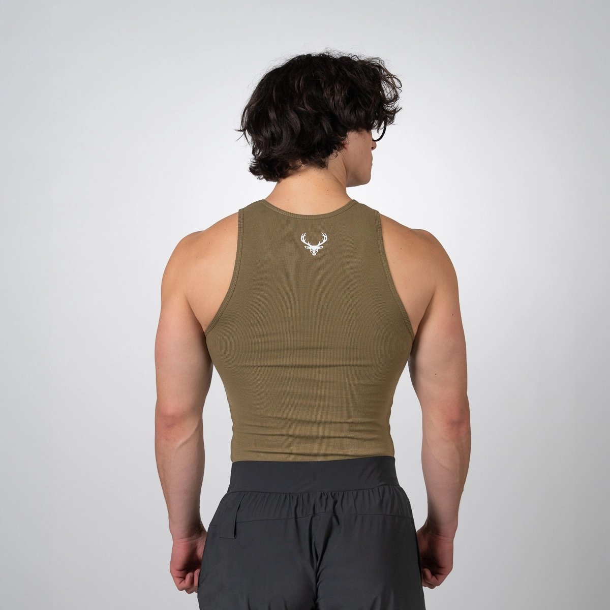 Image of Men's Buck Beater Tank - Color - Military Green - White Logo