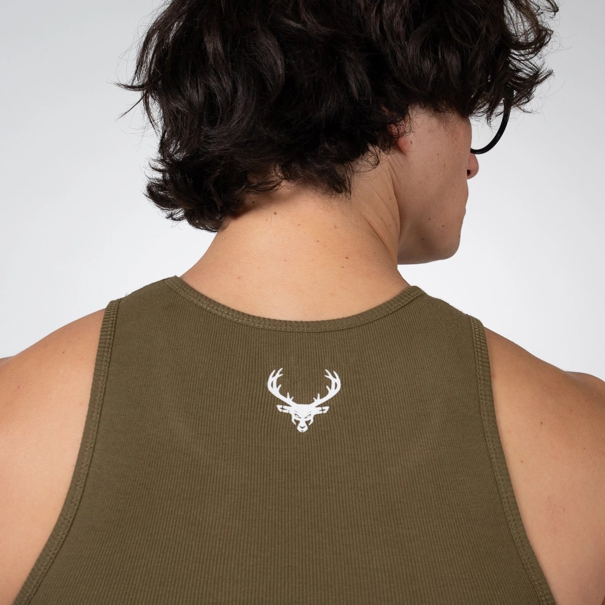 Image of Men's Buck Beater Tank - Color - Military Green - White Logo