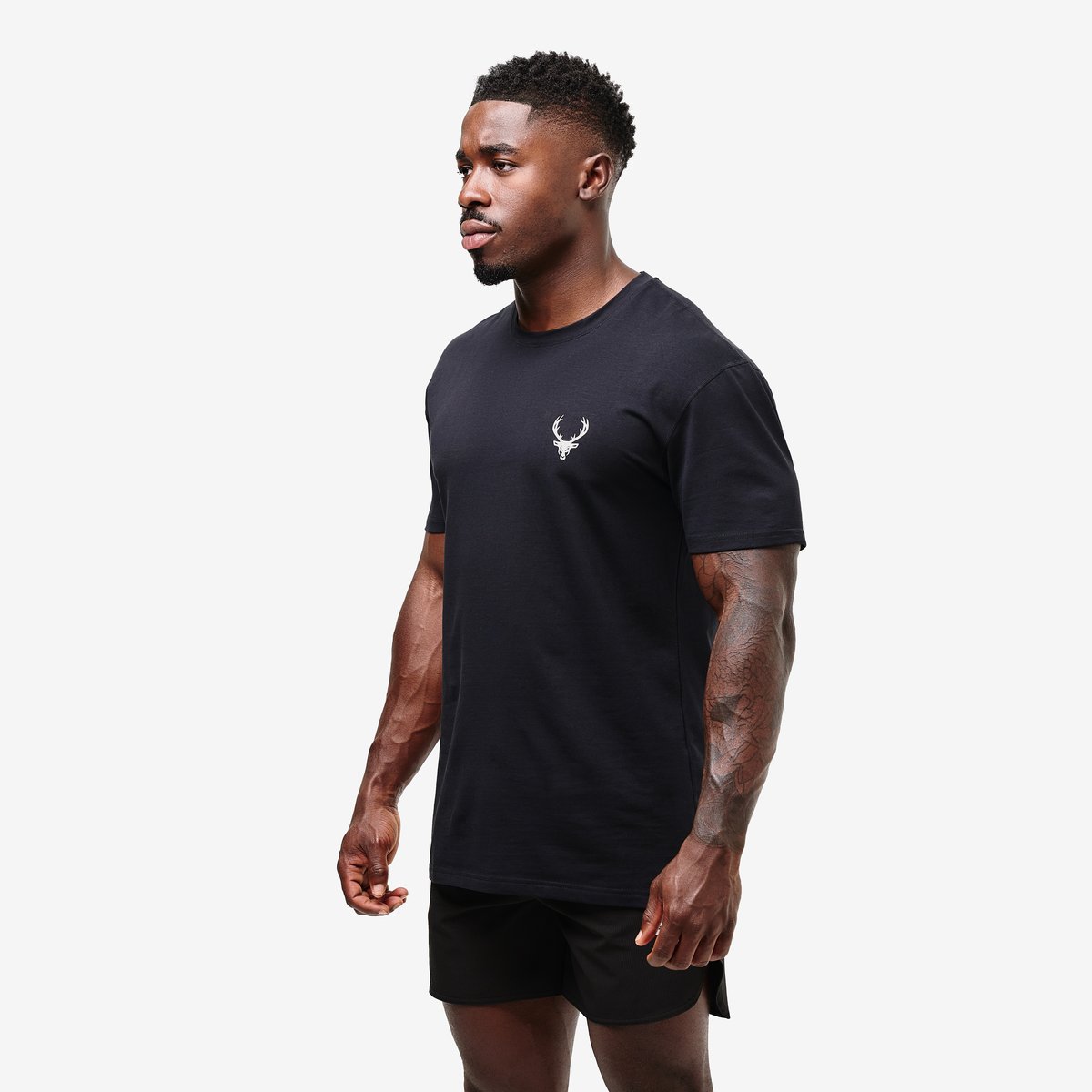Image of Men's Luxe T-Shirt - Color - Black - White Logo - 2 / 3