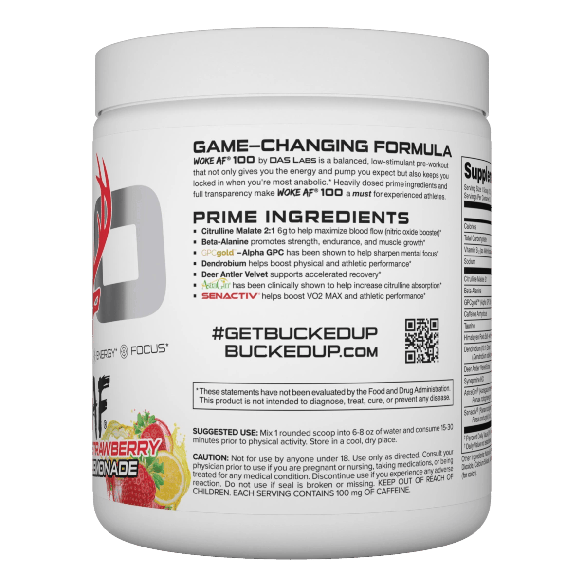 Image of WOKE AF Pre-Workout - 100 Series - Flavor - Strawberry Lemonade