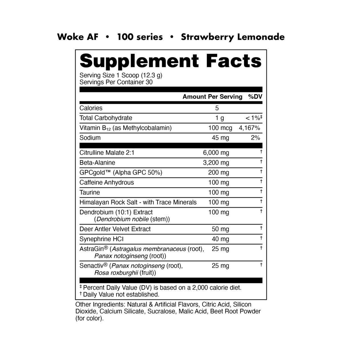 Image of WOKE AF Pre-Workout - 100 Series - Flavor - Strawberry Lemonade