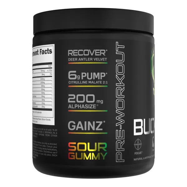 Bucked Up Pre Workout Sour Gummy Best Pre Workout Supplements | Pre Workout for Men & Women - Bucked Up