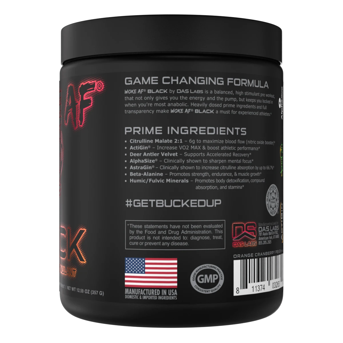 WOKE AF BLACK High Stimulant PreWorkout Bucked Up